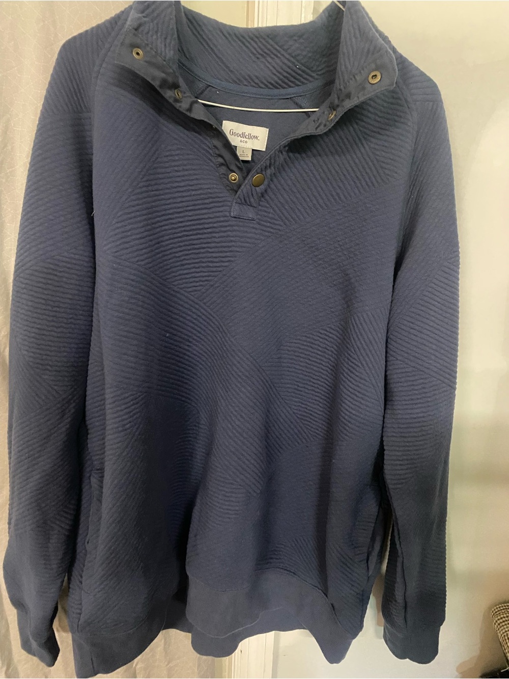 Goodfellow & Co Navy Quilted Quarter-Snap Zip-Up Sweater